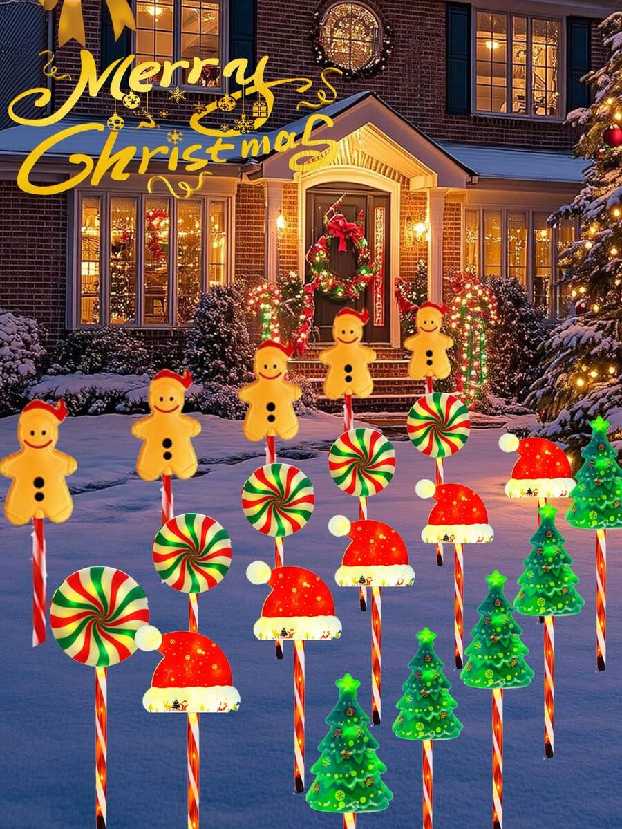 1-5 件 LED 户外太阳能地插圣诞老人雪橇灯，防水太阳能庭院装饰圣诞驯鹿灯 - 彩色 - 查看 1