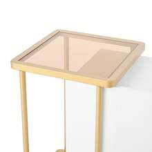 Credenza moderna bianca con 2 Türen e 2 offenen Fächern, Couchtisch aus Metall/Glas, Weiß, 120 x 40 x 77,5 cm (LxBxH)