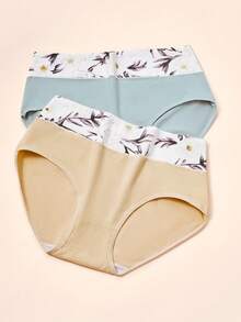 5 Stück nahtlose Dreieck-Höschen in großen Größen für Damen, hohe Taille, bequeme Unterwäsche, eleganter Blumenprint, mehrere Farben, elastischer Stoff, atmungsaktiv, weich, seidiger Griff - Verschiedenfarbig - Übersicht 3