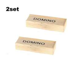 1/2 套 28 片多米诺骨牌游戏，趣味桌面游戏，户外露营旅行游戏，黑色木盒木制多米诺骨牌桌面游戏 - 2pcs 多色 - 查看 9