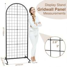 Grid Wall Panels Display Stand With T-Base Mobile Floorstanding, Heavy Duty Grid Panel Rack With Wheels For Retail, Vendor Events & Craft Fairs - Black-18711 - 查看 5