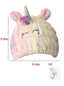 Gorro de secado de cabello con diseño de pato, unicornio o conejo, de estilo de dibujos animados y lindo, absorbente y de secado rápido para mujeres, turbante súper suave, adecuado para cabello largo y corto, accesorio ideal para el baño - Multicolor - Ver 11