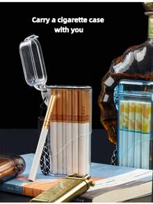 1pc Compact 3-In-1 Transparent Sealed Waterproof Cigarette Case, Portable Smoking Accessories Storage Box For Men & Women, Suitable For Outdoor Sports, Vape Charm, Gifts