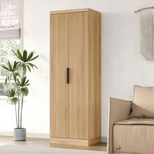 Yanosaku 71'' Tall Storage Cabinet With 2 Doors, Kitchen Pantry Cabinet Featuring Adjustable Shelves, 5-Tier Fluted Design For Living Room, Kitchen, And Dining Room. - 棕色 - 查看 8