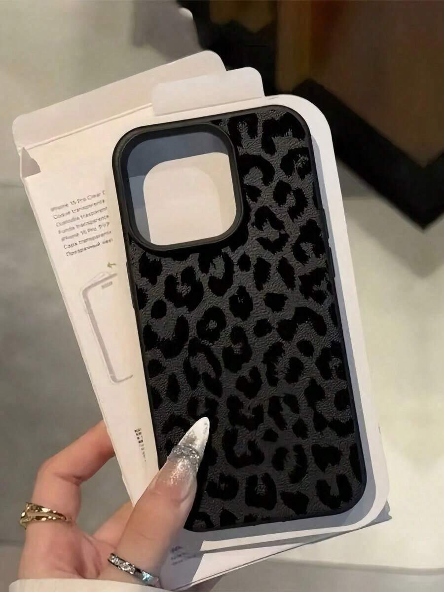 1 pieza Funda de teléfono de cobertura total con estampado de leopardo negro compatible con iPhone 16/15 Pro Max/15 Pro/15/14/13/12/11, 13 Pro/14 Pro Max, Series, Día de San Valentín - Multicolor 2 - Ver 1