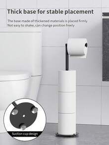 1pc Vertical Toilet Paper Holder With Toilet Brush, Freestanding Toilet Paper Roll Dispenser, Bathroom Storage Rack, Large Capacity Black Tissue Holder Bathroom Accessories Bathroom Tools - Black - View 8