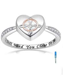 1pc "I Still Need You Close To Me" Heart Shaped Urn Memorial Ring, Women Casual Jewelry Ring, Comes With Brand Box