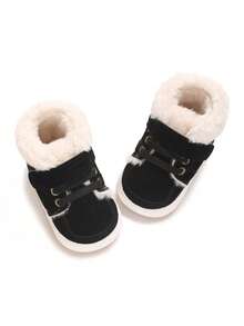 Infant Toddler Shoes, Thick Thermal Lined 0-1 Years Old Infant Boys Girls Non-Slip Soft Sole Warm Snow Boots, Winter - Black - View 7