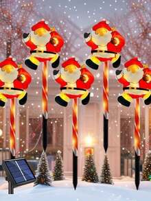 1-5 件 LED 户外太阳能地插圣诞老人雪橇灯，防水太阳能庭院装饰圣诞驯鹿灯 - 彩色 - 查看 3