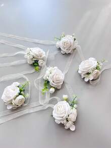 1pc/6pcs Polyester Rose Wrist Corsage, Casual Wedding Accessories For Bride, Bridesmaid, Wedding Party, Banquet Valentine's Day Accessories - Wrist Flower - View 16