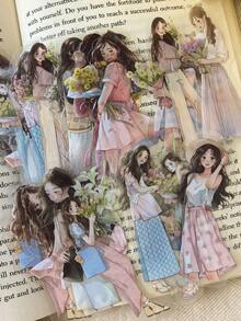 30pcs/Pack Floral Girl Decorative Stickers For Scrapbooking, Diary, Planner Scrapbook Supplies Stationery - one-size - View 3