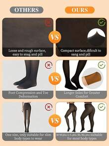 Fleece Lined Thermal Tights Woman Sexy Translucent Pantyhose Slim Winter Warm Thick Velvet Stockings Female Magic Leggings With A Variety Of Colors Suitable For People Of Different Skin Colors - 黑透蜂蜜 - 查看 6