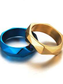 1pc Stainless Steel Faceted Diamond Ring, Suitable For Men's Daily Wear, Gifting, And Casual Outings