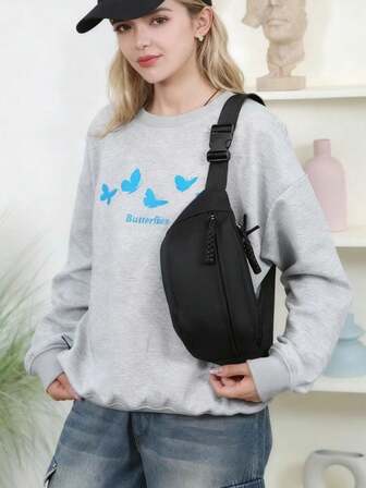 1pc 2025 New Nylon Casual Outdoor Camping Sports Running Waist Bag, Minimalist Chest Bag Unisex Commute & Outing Shoulder Crossbody Bag, Suitable For Outdoor Camping, Running, Hiking