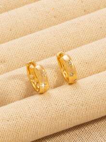 1 Pair Minimalist Luxury Round Circle Hoop Earrings, Design With Elegant Vibe - Gold - View 2