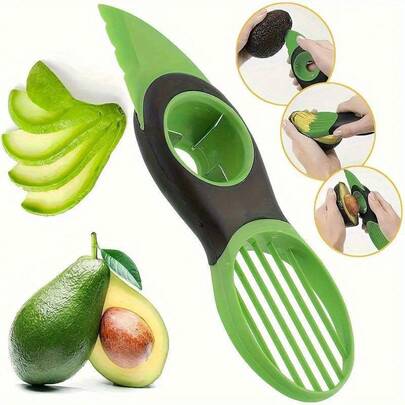 1pcs 3-In-1 Avocado Slicer And Coreer (Green Durable Plastic) For Beginners And Kitchens. Multifunctional Kitchen Tool For Halving, Pitting, And Slicing Avocados. Suitable For Home Use, Light Meals, And Kitchens.