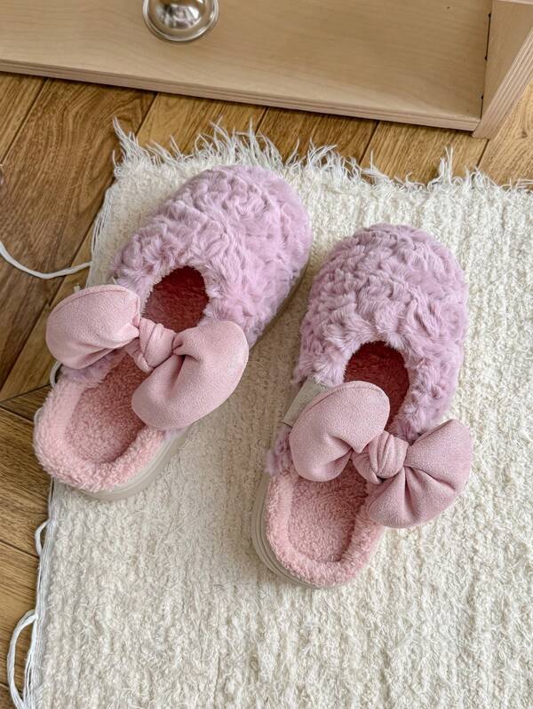 Damen lila Schleife elegante modische EVA Halloween Schlappen, flauschig für Party & Zuhause