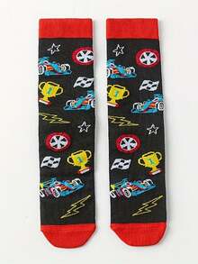 1/3 Pairs Men's Mid-Calf Socks, New Spring/Summer Popular Cartoon Theme "I'm Watching F1, Do Not Disturb" Socks, Unisex, Autumn Socks - Multicolor - View 2