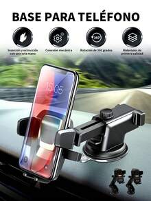 Soporte de teléfono para automóvil, soporte de teléfono para parabrisas de automóvil, Soporte para Teléfono Móvil de Tipo Ventosa para Montaje en Coche,Que Se Puede Extender, Acortar y Girar para Camiones Grandes,soporte universal rotatable 360° para navegación GPS,ventilación de aire, universal, manos libres, soporte para teléfono celular,Compatible con iPhone y Android. - Multicolor - Ver 2