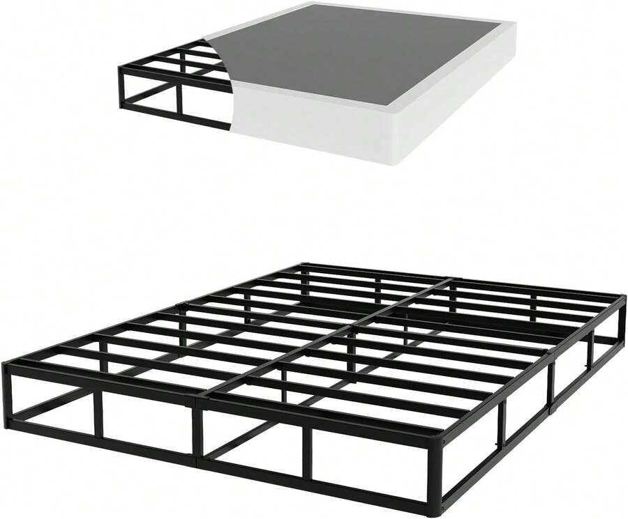 5Inch Box Spring For Queen Bed, Heavy Duty Metal Mattress Foundation, 3000 Lbs Capacity, Low Profile Bed Base, Noise-Free, Easy Assembly, Fabric Cover,Cama Full,Camas Queen Modernas,Room Decor,Furniture,Christmas,Furniture Living Room,Living Room Decor,Room Decoration Stuff - 5 inch - 查看 1