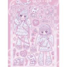 【甜美酷炫女孩Guuka贴纸】卡通女孩人物贴纸，可爱酷炫女孩贴纸，时尚Guuka创意贴纸，适用于DIY剪贴簿，多角色卡通设计，自粘装饰贴纸，DIY卡通自粘贴纸，适用于剪贴簿、相册、行李箱/笔记本电脑/滑板/吉他/冰箱/头盔/日历，是生日和节日礼物的理想之选，剪贴簿用品，趣味贴纸，笔记本电脑贴纸，Kindle手机贴纸 - 彩色 - 查看 6