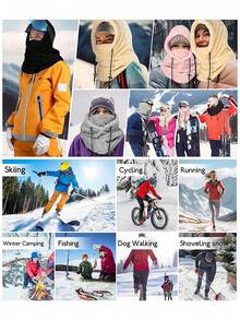 Winter Warm Hat Set, Winter Hat Set, Plush Warm Ear Protection Hat, Winter Warm Set, Ski Mask, Suitable For Skiing, Cycling, Camping, Warm Gear, Winter Essentials, Head Warmer, Face Warmer, Autumn Home Essential, Christmas, Christmas Gift - Multicolor - View 7