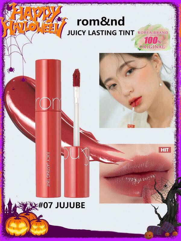 Rom&nd Tinte duradero Juicy 07 Jujube, 5.5g / 0.2 Oz, Labial líquido Romand, Brillo de labios, Acabado jugoso y brillante, De larga duración, MLBB, Hidratante, Altamente pigmentado, Maquillaje natural y claro, Tinte de labios diario, Belleza coreana, REGALO