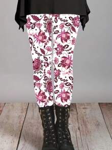 女士几何印花紧身打底裤，性感贴身针织面料，高腰全长紧身裤，适合所有季节