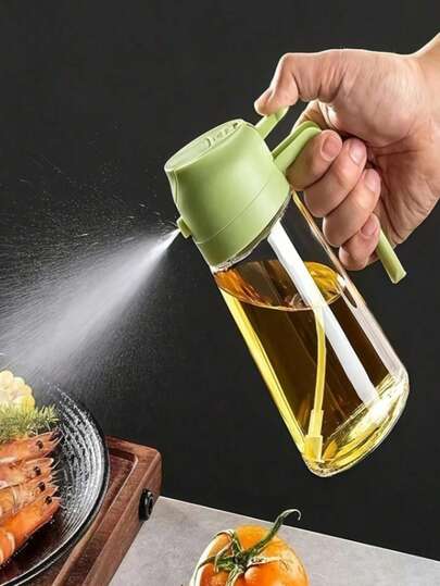 1 Pc 470ml Large Capacity Olive Oil Sprayer Bottle, 2-In-1 Precise Dosage Squeeze Bottle For Cooking, Baking, Grilling, Kitchen Essential (Random Style/Color)