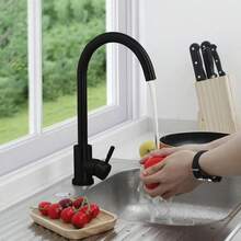 Grifo de Cocina, Grifos para Fregadero de Cocina de Acero Inoxidable de 360, Mezclador de Cocina con 2 Patrones de Rociado, Mezclador de Fregadero de Cocina Extrable para Agua Caliente y Fra - Negro-S2-1 - Ver 3