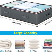 2 Pack 90L Under Bed Storage Containers, Underbed Toy Organizers And Clothing Storage Bags, Closet Storage Bins With Clear Window For Organizing Blanket Comforter Bedding Clothes Bedroom Dorm - Xám - Xem 6
