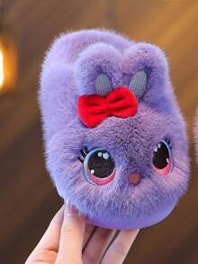 1双儿童卡通可爱拖鞋，2025年冬季新款，男童女童幼儿室内防滑保暖家居拖鞋 - 紫色 - 查看 6