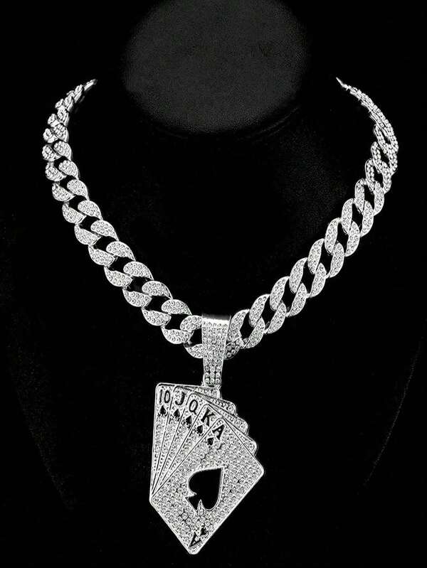 1 pezzo Collana con catena cubana luccicante da 15 mm di larghezza, decorazione unisex