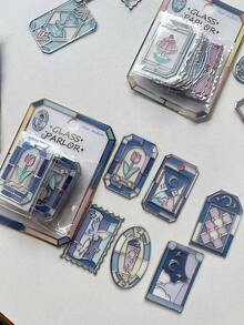 Hình dán kính nhuộm kiểu Nhật cổ điển, hình dán dập nổi bằng giấy bạc kim loại, hình dán hoa dán cửa sổ kính, hình dán hoạt hình dễ thương trên kính trong suốt, thích hợp để trang trí sổ tay và đánh dấu sách DIY. - Nhiều màu - Xem 3