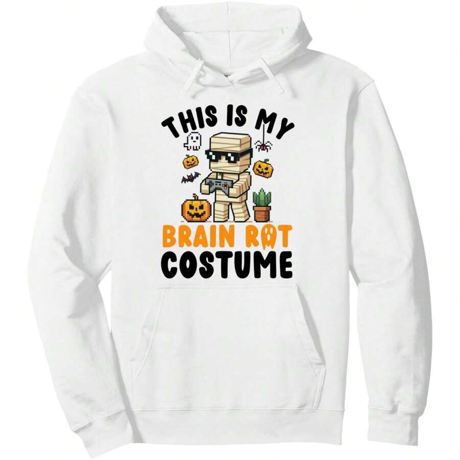 Brain Rot Costume Halloween Gamer Funny Unisex Hooded Sweatshirt ...