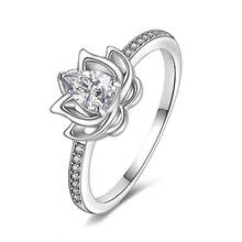 TIGER RIDER Sterling Silver Lotus Ring For Women Cubic  Lotus Flower Rings Yoga Ring Lotus Jewelry Birthday Mothers Day Gifts For Mom Men