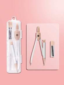 7 piezas/set de reglas de compass para estudiantes, incluye regla de graduación, regla triangular, reglas angulares, soporte para bolígrafos, papelería, multiusos y útiles escolares, útiles de aprendizaje multifuncionales para exámenes y aprendizaje, de vuelta a la escuela