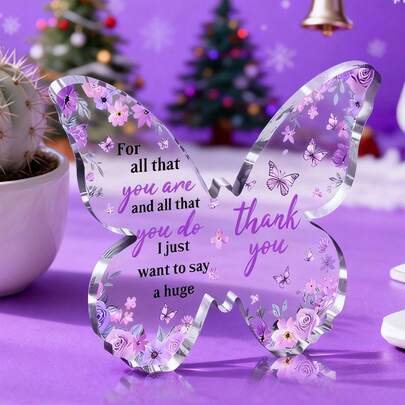 1 peça/2 peças Borboleta roxa Presente de agradecimento Presente de Ação de Graças para mulheres Placa de acrílico de cristal Presente de Natal para mãe, melhor amiga ou amigas, Decoração de quarto, Decoração de Natal, Decoração de casa, Decoração de quarto, Decoração de quarto rosa, Decoração de mesa