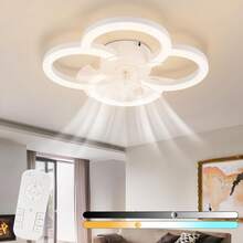 homefire Ventilatore da soffitto a LED con illuminazione - Ventilatore da soffitto silenzioso con telecomando, dimmerabile, lampada da soffitto per soggiorno, timer a 6 velocità, lampada da ventilatore bianca per camera dei ragazzi, ufficio, cameretta dei bambini