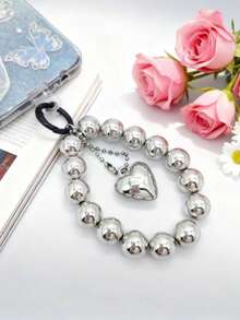 Personalized Creative Silver Bead Detachable Chain Wrist Strap, Phone Case, Key Chain, Bag Pendant, Fashionable For Women