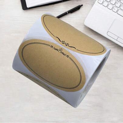 250 Pieces/Roll 1.46icnh * 2.56inch Kraft Paper Stickers, Baking Packaging Stickers Gift Label Stickers, Kitchen Supplies Label Stickers, Sealing Adhesive Stickers