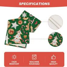 1 buc. Față de masă din turtă dulce cu brad de Crăciun, model drăguț de bomboane, fața de masă din material asemănător inului, decor de Crăciun și sărbători de iarnă, accesoriu pentru petrecere și masă, decor de masă în stil rustic, potrivit pentru bucătărie, masă de sufragerie, măsuță de cafea, dulap, petrecere, nuntă, decorațiuni de sărbători