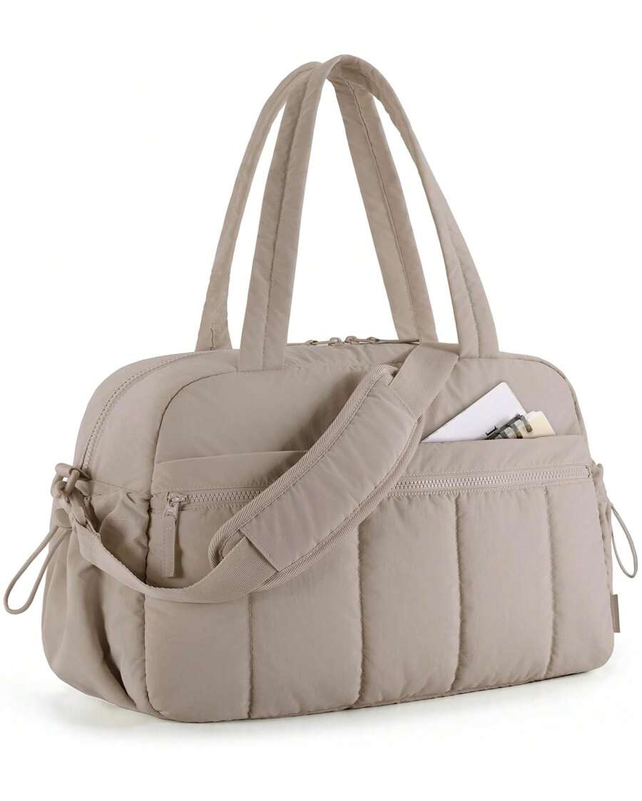Women's Gym Bag, Travel Duffel Bag With Wet Pocket, Lightweight Carry-On Weekender Duffel Bag, Waterproof - 棕色 - 查看 1