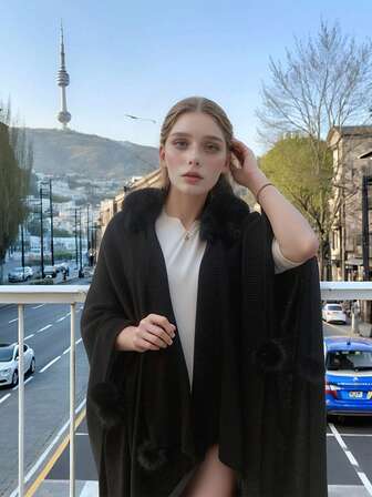 1pc Handmade Solid Color Shawl, Elegant And Graceful Bridal Shawl Capelet, Suitable For Wedding And Daily Wear