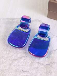 1 Pair Minimalist Candy Color Geometric Round Drop Earrings, Elegant Resin Earrings Jewelry Gift For Women, Girls, Suitable For Daily Wear, Party, Travel