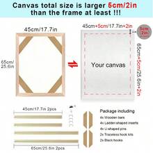 1 套 DIY 木制帆布担架框架 4 木条套件帆布画框用于画廊包裹油画油漆安装大担架条墙壁艺术装饰 30x40 40x50 40x60 50x70cm 12X16 16X20 16x24 英寸 20x40 英寸，易于组装圣诞礼物 - 彩色 - 查看 12