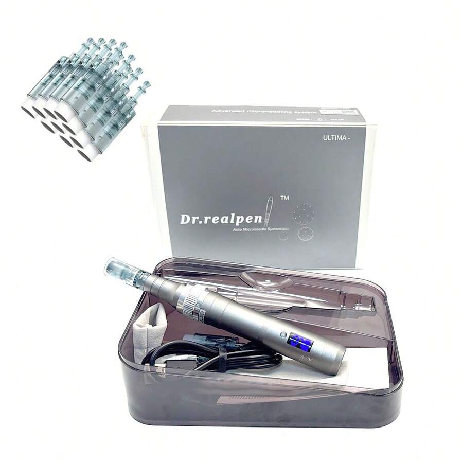 Dr RealPen Ultima M8 专业微针笔,配有 12 个 11/16/24/36/42 纳米针头 - 灰色 - 查看 1