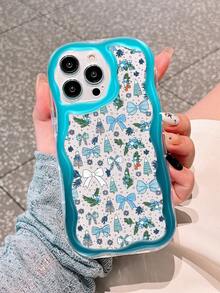 Cute Bow, Christmas Tree, Winter Snowflake Pattern, Transparent 3D Wavy Edge Full Coverage Anti-Drop Phone Case, Compatible With IPhone 16 16 Pro Max 16 Pro 16 Plus XR 15 14 Pro Max 12 13 Pro 11, Shockproof Scratch-Resistant Textured Exterior, Christmas Gift, Halloween Gift, Suitable For IPhone 17/17 Pro/17 Pro Max