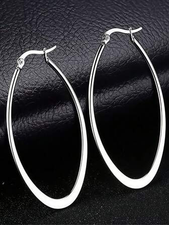 Nanafast Titanium Stainless Steel Oval Earrings For Women