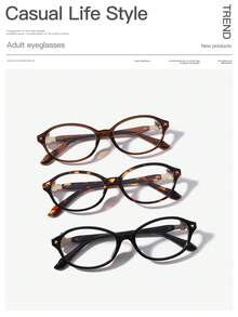 2 PCS Women's Acrylic Metal Hinge Light Glasses Oval Frame Lightweight Temple Decorations Flat Glasses For Y2k Accessories And Daily Clothing Decor - 彩色 - 查看 6